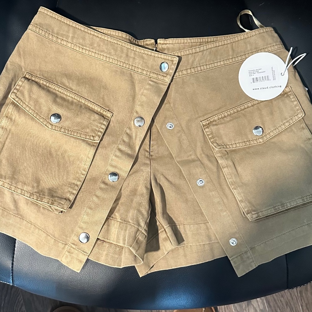 Staud Tan Button-Front Skort - image 1